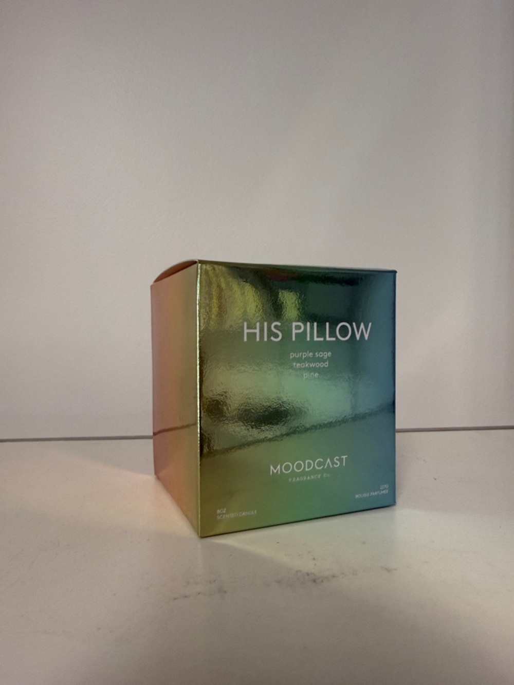His Pillow MoodCast Scented Candle - Shimmering Green Finish